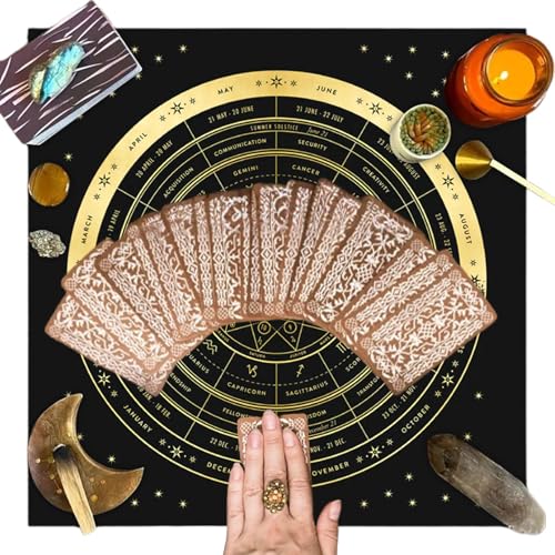 Dottduya Tarot-Kartentuch, Tarot-Tischdecke | Quadratische Wahrsagerei-Tischdecke - Samt-Brettspielmatte, zartes Hexen-Tarot-Tuch für verbreitete Wahrsagerei von Dottduya