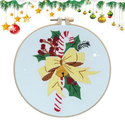 Dottduya Weihnachtsornament-Stickset,Stickset Weihnachten, Weihnachtsornament-Stickset für Anfänger, Exquisites Weihnachtsmuster-Strickset, Webzubehör für Familien, Freunde von Dottduya