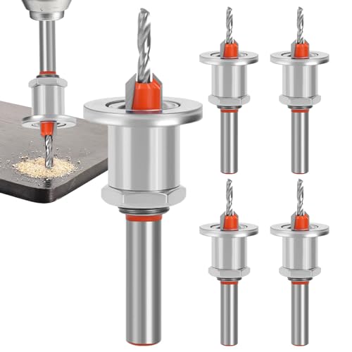 Senkerbohrer für Holz, verstellbarer Senkerbohrer,5 Stück hochpräzise konische Bohrer aus legiertem Stahl für Holz | Langlebiges Mehrzweck-Holzbohrer-Set, Holzbearbeitungswerkzeuge für Massivholz-Dich von Dottduya