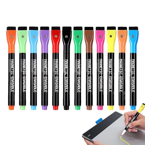 Trocken abwischbare Marker, feine Spitze, trocken abwischbare Marker mit feiner Spitze - Whiteboard-Marker, 12 Stück, trocken abwischbare Marker - Trocken abwischbare Marker mit feiner Spitze für Schu von Dottduya