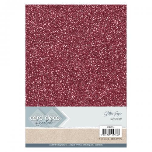 Card Deco Essentials Glitzerpapier, Bordeaux von Dotty Design