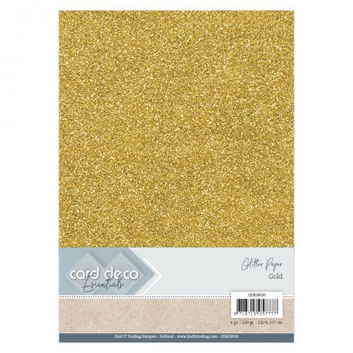 Card Deco Essentials Glitzerpapier, goldfarben von Dotty Design