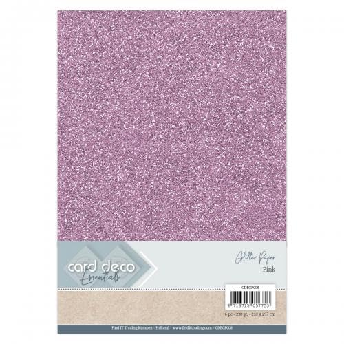 Card Deco Essentials Glitzerpapier Pink von Dotty Design