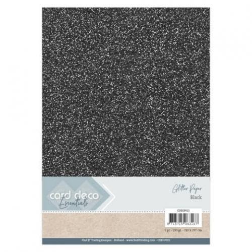 Card Deco Essentials Glitzerpapier schwarz von Dotty Design