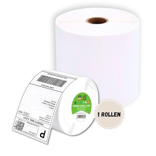 Double Dragon 100 x 150 mm (4" x 6") Premium-beschichtetes Selbstklebe-Direktthermoetikett für Zebra-, MUNBYN-Drucker [1 Rolle - 500 Etiketten] von Double Dragon