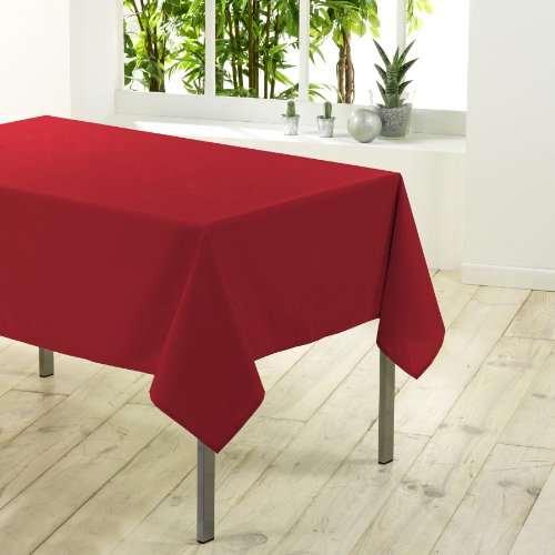 Douceur d'Intérieur CDaffaires Tischdecke, rechteckig, 140 x 200 cm, Polyester, unifarben, essenziell, Rot, 78.7 x 55.1 inch (Rectangular) von Douceur d'Intérieur