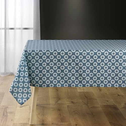 douceur d'intérieur Kouali Tischdecke, rechteckig (145 x 240 cm), Blau, bedruckter Polyester von Douceur d'Intérieur