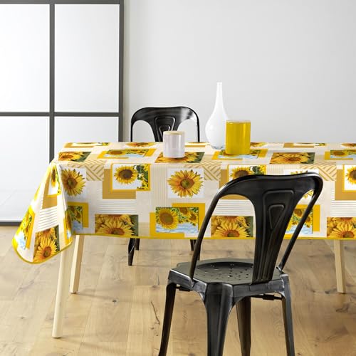 douceur d'intérieur Nappe, Polyvinylchlorid (PVC), Sunflower, 140 x 240 cm von Douceur d'Intérieur