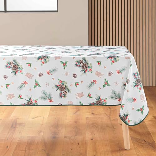 douceur d'intérieur Rechteckige Tischdecke, Polyester, Weiß, 150 x 300 cm von Douceur d'Intérieur