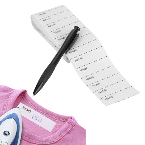 100 Stück Namensaufkleber Kleidung mit Stift,Bügeletiketten für Kleidung,Kleidung Namensetiketten Thermo-Klebstoff,Namensetiketten zum Aufbügeln,Wäscheetiketten Selbstklebend für Kindergarten von Doukesh