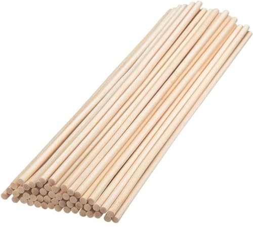 50 Stück Holzstäbchen Rund, Holzdübelstangen, Natürlicher Stangen, Lange Rundhölzer Runde, Rundstäbe Unbehandelte Naturholz Für Diy Arts Craft, Gebäudemodell, Basteln Dekoration (5 mm X 30 Cm). von Doukesh