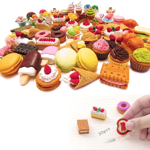 Dessert Radiergummi, 30 Stück Bunte Kuchen Radiergummi, Lustige Radiergummi Set,Für Kinder Geschenk Als Geburtstagsgeschenk Studenten Belohnung Puzzle-Spielzeug Für Kinder. von Doukesh