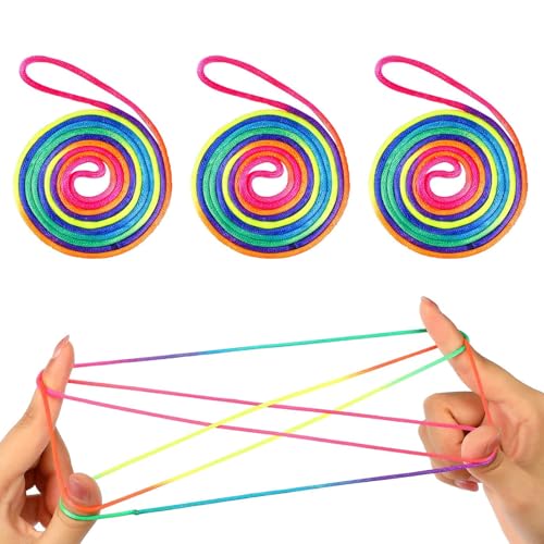 Doukesh 3 Stück Fingertwist Regenbogen Fadenspiel, Regenbogen Schnur Finger, Flexibles Fadenspiele Für Kinder,Für Party Mitgebsel Fingerspiel Faden Spielzeug Für Kinder Erwachsene, 1.6m Doukesh 3 Stück Fingertwist Regenbogen Fadenspiel, Regenbogen Schnur Finger, Flexibles Fadenspiele Für Kinder,Für Party Mitgebsel Fingerspiel Faden Spielzeug Für Kinder Erwachsene, 1.6m von Doukesh