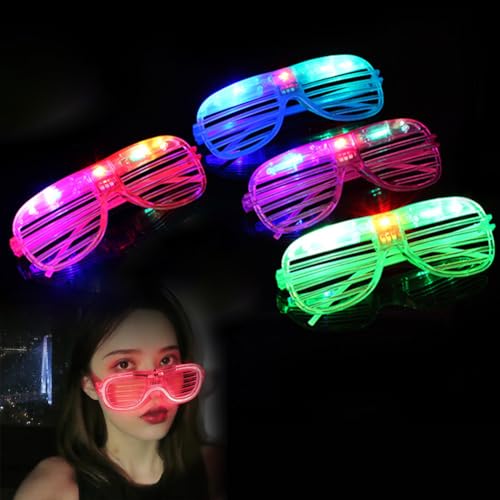 LED Brille,Shutter Shades Brille,LED Party Brille,Flashing LED Sonnenbrille,Party Leuchtbrille,LED Leuchtbrille,Partybrillen,Leuchten Sie Neon Rave Brille Glow für Karneval Halloween Weihnachten von Doukesh