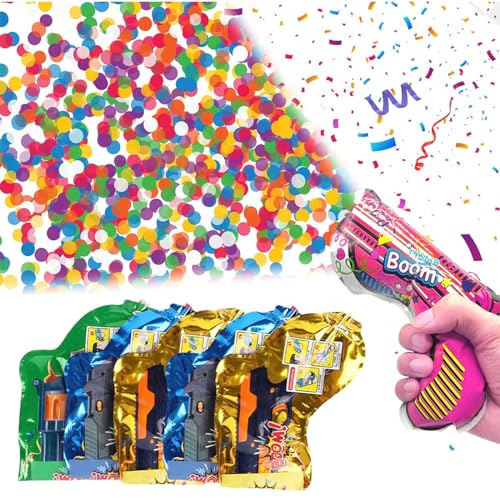 Party Konfettikanone 5 Stück, Party Confetti Kanone Set, Aufblasbare Party Confetti Kanone, Handheld Party Popper, Konfettipistole Für Karneval, Geburtstage, Hochzeiten, Silvester, Partys, Jubiläen. von Doukesh