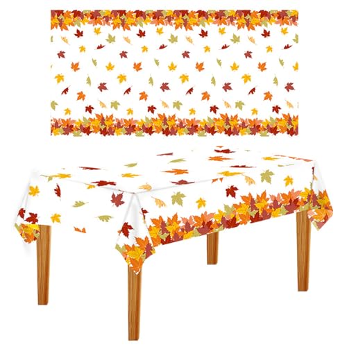 Thanksgiving Tischdecke 130 x 220 cm Herbst Tischdeko Herbsternte Party Tischdecken Thanksgiving Tischtuch PVC Plastik-Tischdecken Tischdecke für Party Picknick Abendessen Dekor Tischdecke Einweg,B von Doukesh