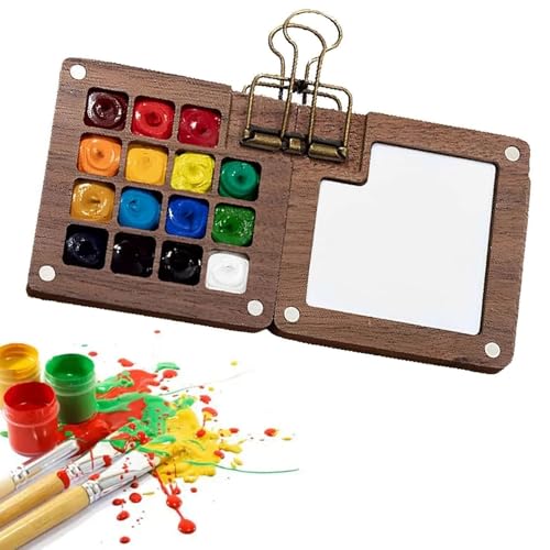 Tragbare Skizzenbuch-Palette, Mini-Reise Holz Mit 15 Rastern Und 1 Clip, Tragbare Aquarell Palette, Skizzenbuch Palette Aus Holz, Für Aquarell Gouache Acrylfarbe. von Doukesh