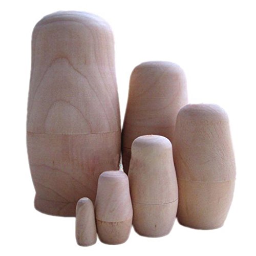 Doumneou Russische Matroschka aus unbehandeltem Holz, zum Basteln, Basteln (6 Sets) von Doumneou