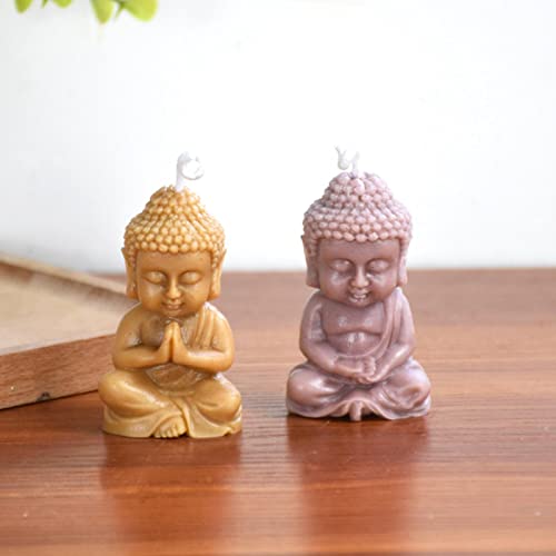 Dous 2 Stück Buddha Silikonform, Mönch Buddha Bodhisattva Kerzenform, Handgemachte Buddha Maitreya Seifenform, 3D Silikonform Für Aroma, Ton, Betonhandwerk Und Harzverzierung von Dous