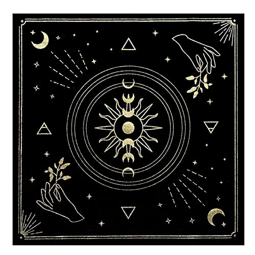 Dous Wicca-Altar-Tuch | Verdicktes Tarot-Tuch mit Bronzierungsmuster - Hexentischdecke Flanell Altartuch Gobelin Tischdecke für Anfänger oder Profi, Gothic Deko von Dous