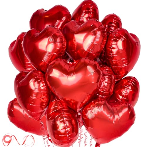 Herz Folienballon Rot, 24 Stück 18 Zoll Herz Helium Luftballons, Rot Luftballons Hochzeit, Herzluftballons für Geburtstag, Verlobung Brautdusche Valentinstag Deko von Douvelue