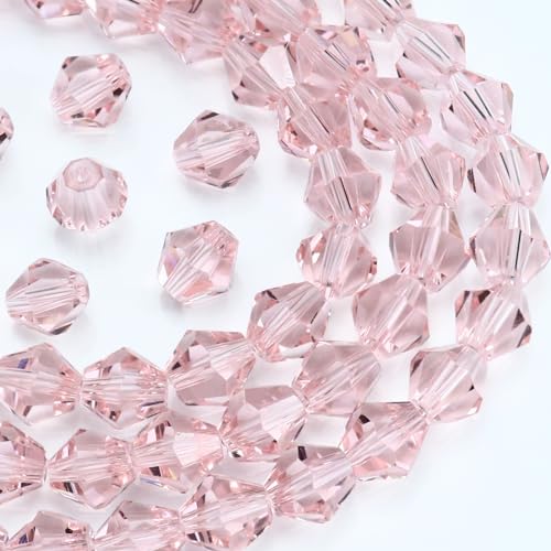 Dowarm 1000 Stück 4 mm große, rosa Doppelkegel-Perlen für Bastelarbeiten, Schmuckherstellung, DIY-Armbänder, Halsketten, Puppen, Weinanhänger, Windspiele, Sonnenfänger, große facettierte von Dowarm