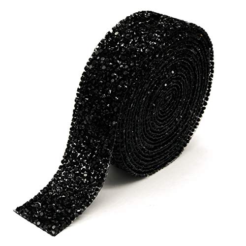 Dowarm Strassband, selbstklebend, 2,7 m, Hotfix-Strassband, zum Nähen von Strasssteinen, für Hochzeit, Party, Dekoration (schwarz, 3 cm breit) von Dowarm