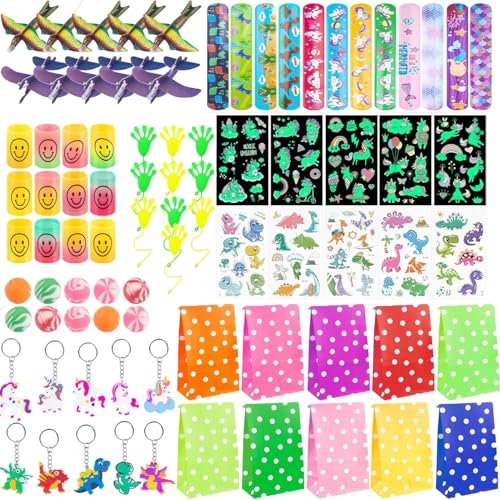 Dinosaur Party Bags Children's Birthday, 84 Pieces Children's Birthday Party Favours, Children's Birthday Party Bag Set with Key Ring, Unicorn Geschenk Aways Children's Birthday, Christmas Party von Dowdiles