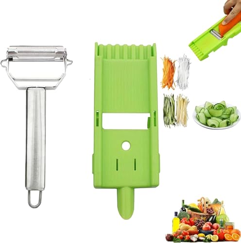 Multi Potato Peeler, Multipelador De Patatas, Pelador Multifuncional Doble Cuchilla, Espiral De Patatas for Carrot Potato Melon Gadget Vegetable Fruit, Julienne Peeler with Grating Plate (1pcs) von Doxenem