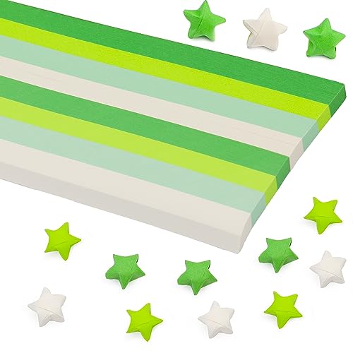 1080 Blatt Sternenpapier Origami Stern, Einfarbig Grün Farbverlauf Streifen Glücksstern auf beiden Seiten Dekoratives Papier für Kunsthandwerk Handgemachte DIY von Doxiru