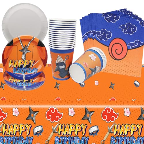 Doyomtoy 61 Piece Kids Birthday Party Tableware, Birthday Party Decoration Set enthält Tassen, Teller, Servietten und Tischdecken für 20 Gäste von Doyomtoy