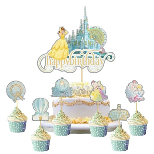 Doyomtoy Prinzessin Tortenaufleger 13Pcs Tortendeko Prinzessinnen,Schloss Prinzessin Tortenaufleger Geburtstag Cartoons Prinzessin Cake Toppers für Kinder Prinzessinnen Themenparty Birthday Party von Doyomtoy