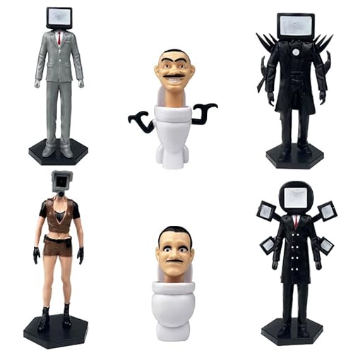 Doyomtoy Skibidi Toilet Spielzeug,6 Stück Skibidi Toilet Figuren Set,Mini Figuren Skibidi Tortendeko Skibidi-Toilet Cake Topper Game Cake Topper Toilet Party Dekoration für Kinder von Doyomtoy