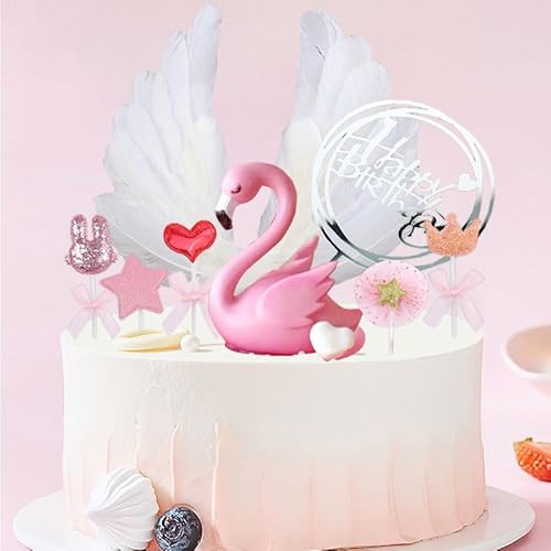 Flamingo Tortendekoration, 8-teiliges Flamingo Tortendekorations-Set, Flamingo, Flamingos Partytorte dekorieren von Doyomtoy