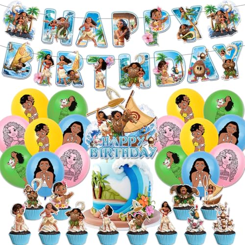 Geburtstag Deko,Doyomtoy 30 Stück Luftballons Geburtstagsdeko Cupcake Topper Happy Birthday Banner Geburtstagsdeko für Kinder Prinzessin Party Geburtstag Dekoration von Doyomtoy