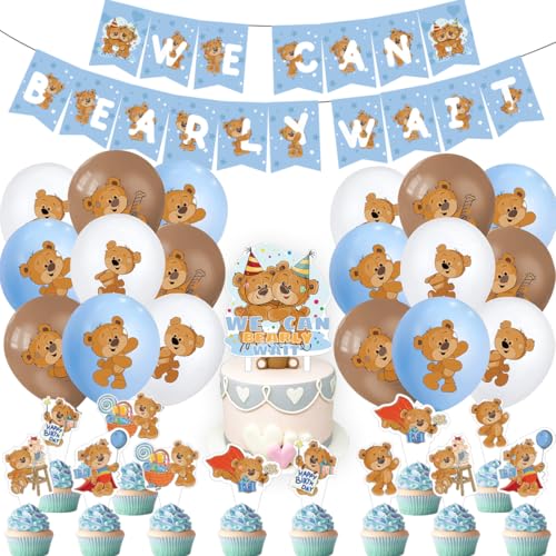 Plüschbär Geburtstag Deko,Doyomtoy 32 Stück Bärchen Happy Birthday Party Dekoration Cupcake Topper, Luftballon Bären Geburtstag für Kindergeburtstag Party Deko Baby Shower von Doyomtoy