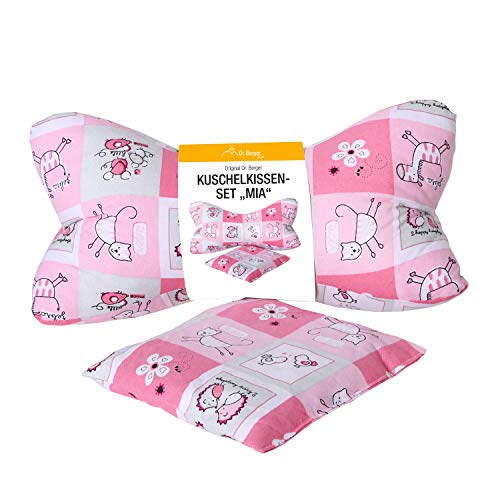 Dr. Berger Kinderkissen Nackenrolle Kinder Kissen Leseknochen 30 cm - Kleinkindkissen Set MIA Nackenkissen mit Wärmekissen 100% Baumwolle - ergonomisches Buchkissen Lesekissen, Tabletkissen pink von Dr. Berger