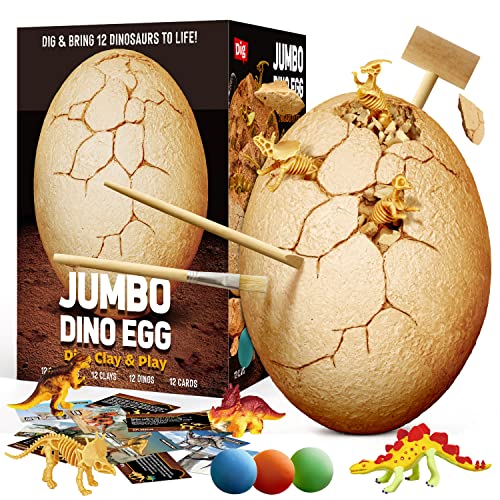 Dinosaur Dig Clay and Play Dino Eier Ausgraben Set Ausgrabungsset für Kinder Ab 5 6 7 8 Dinosaurier Geburtstag Spielzeug Mit Modelliermasse Lufttrocknend von Dr. Daz