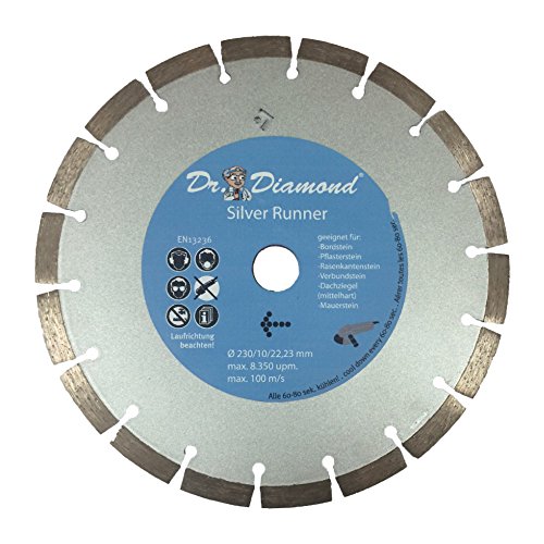 DR. DIAMOND | Diamanttrennscheibe Silver Runner für Beton, Bordstein & andere Baumaterialien | Ø 230/22,23 mm von Dr. Diamond