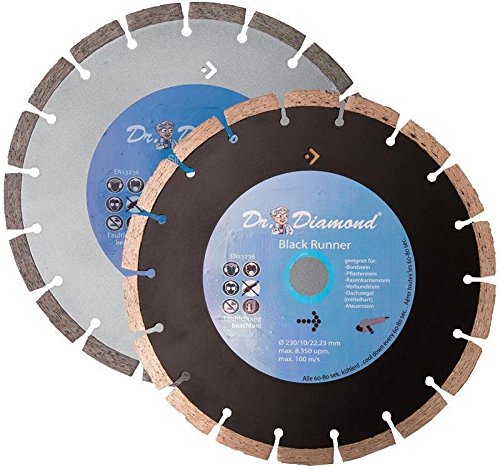 DR. DIAMOND | Diamanttrennscheibe Silver Runner & Black Runner für verschiedene Baumaterialien | Ø 230/22,23 mm (Set Silver & Black Runner, 2) von Dr. Diamond