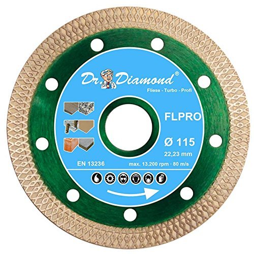 Dr. Diamond | Diamanttrennscheibe Fliese Turbo Profi Fiesen- & Keramik Diamant Trennscheibe, Waffelsegment | 115x22,23mm von Dr. Diamond