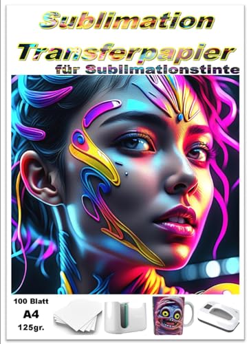 Sublimationspapier für alle Sublimationsdrucker - A4 100 Blatt Packung 125g/m² von Dr. Inkjet