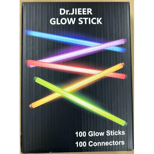 Dr.JIEER 100 Stück Leuchtstäbe, Party-Pakete, Premium-Neon-Leuchtstäbe – Neon-Leuchtstäbe für Party, Geburtstag, Konzert von Dr.JIEER