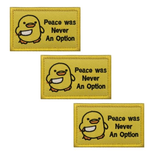 3 StüCke Klett Patches Peace Was Never An Option Klettverschluss Enten Zauberaufkleber Mit Messer Lustige Taktische MilitäR FüR Jungen, MäDchen, Jacken, Jeans, RucksäCke, 3.14×1.96in von DragonX2