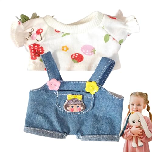 Dranng Babypuppenkleidung, Kleidung für Plüschtiere,Kreativer Plüsch-Puppenoverall, modisches Puppen-Outfit | Puppenspielzeug-Kleidung, Trendiger Puppenkleidungsanzug für 15 cm große Plüschpuppen von Dranng