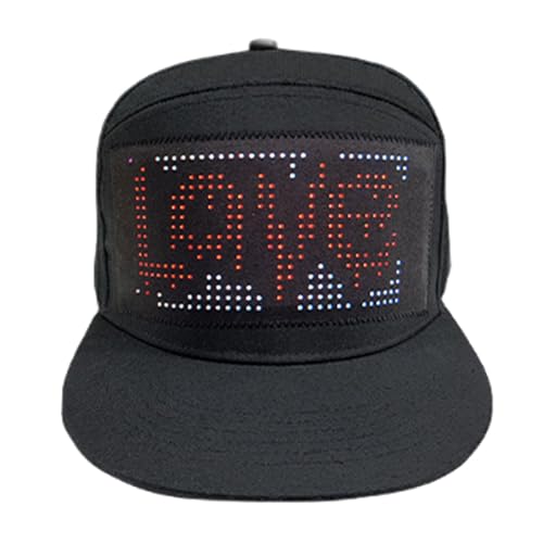 Dranng LED-Display-, lustige LED-Hüte, LED-Bildschirm Smart Hat, Abnehmbarer Bildschirm, einfach anzubringende mobile APP-Kontrollmütze für Hip Hop, Street Dance, DJ, Kostüme, Cosplay von Dranng