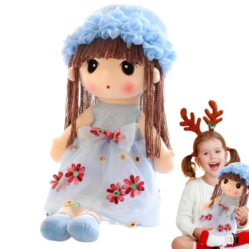 Dranng Plüschpuppenmädchen,Plüschpuppenmädchen für Babys, Stoffpuppe Kuschelkuschel, Puppe mit Hutrock, kuschelweicher, handgefertigter multikultureller Schlafpartner für Kinder, Babys von Dranng