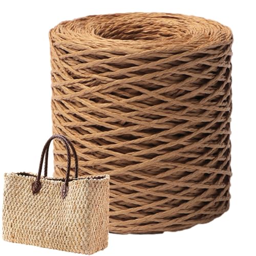 Raffia Garn Zum Häkeln, 150M Raffia Papierband Naturbast, Raffia Paper Schnur, Geschenkband Verpackung Papier Bindfäden Für, Strandtaschen, Hüte, di y Handwerk Weberei Dekoration von Dranng