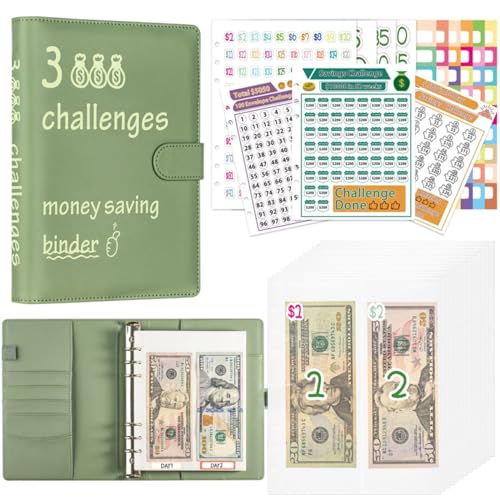 A5 Budget Planner Deutsch Ringbuch Bugetplaner Budget Binder Finanzplaner Budget Sparen Mappe Sparbuch Geld Organizer für Cash Stuffing Geschenk mit 100 Binder Taschen (Grün) von Drawelry