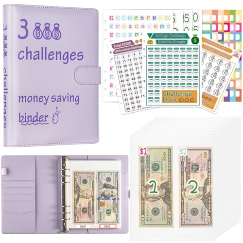 A5 Budget Planner Deutsch Ringbuch Bugetplaner Budget Binder Finanzplaner Budget Sparen Mappe Sparbuch Geld Organizer für Cash Stuffing Geschenk mit 100 Binder Taschen (Lila) von Drawelry